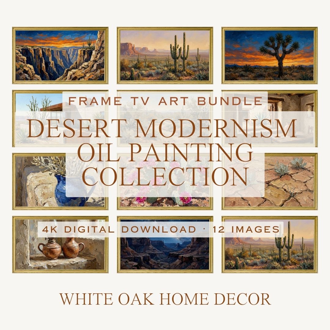 Desert Modernism Frame TV Art Bundle | 12 Oil Painting Digital Downloads | Samsung Frame TV Art 4K | Southwestern Wall Art